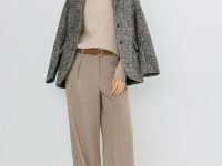 Прямые брюки с шерстью, Коричневый