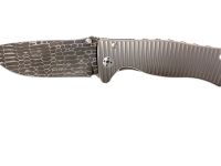 Нож складной LionSteel SR2DL G Mini, сталь клинка дамасская сталь Chad Nichols Damascus "Lizard" Pattern, рукоять титан по технологии Solid®, серый