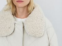 Стёганая куртка с меховым воротником, Бежевый