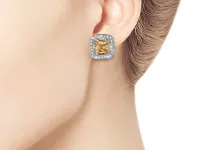 Пусеты из серебра с цитринами э0673пс04250361