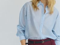 Полупрозрачная блузка из лиоцелла, Голубой