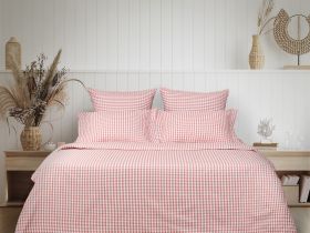 Постельное белье полукомплект Vichy, кораллово-розовое