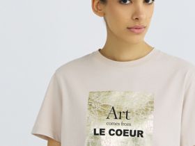 Футболка с принтом, Бежевый