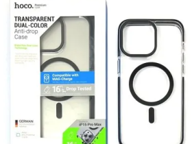 Чехол-накладка Hoco Transparent Dual-Color Magsafe для iPhone 15 противоударный (пластик) (черная рамка)