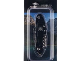 Нож перочинный Stinger 96 мм, 15 функций, черный, в блистере