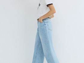 Джинсы Barrel с высокой посадкой, Голубой