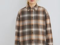 Хлопковая рубашка в клетку, Бежевый