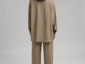 Рубашка объемного кроя со льном