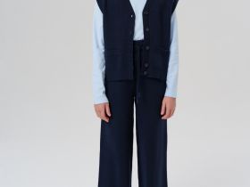 Комплект трикотажный для девочек: жилет, брюки