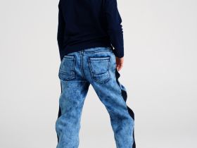 Брюки текстильные джинсовые утепленные флисом для мальчиков