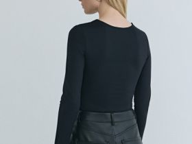 Боди с длинным рукавом, Черный