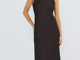 Платье из жатого сатина, Коричневый