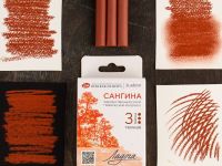 Набор сухих графических материалов "Ладога" сангина тёмная, 3 мелка