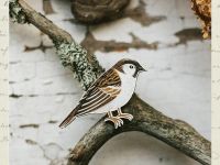 Деревянная брошка Дворникова А. "Воробей"