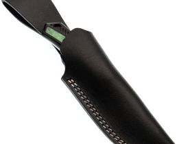 Нож Pocket Wolf Мини Тактик, сталь AUS10Co, рукоять G10, черный с зеленой вставкой, кожаные ножны