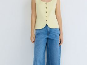 Широкие джинсы с высокой посадкой, Голубой