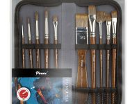 Набор кистей синтетика Pinax "Mangusta" 10 шт, ассорти, кор. ручка, пенал д/кистей