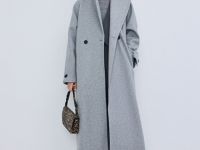 Пальто с поясом, Серый