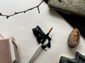 Подставка под кисти "Котик" черный 8,5х3,0 см