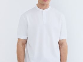 Поло с воротником-стойкой, Белый