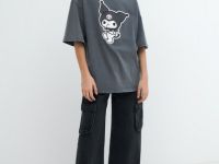 Широкие джинсы с карго-карманами для девочек, Серый