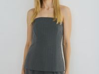 Топ-корсет с рельефами, Серый