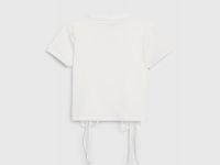 Футболка с драпировкой и завязками для девочек, Белый