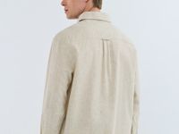 Рубашка изо льна и хлопка с карманом, Бежевый