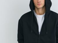 Толстовка на молнии с капюшоном, Черный