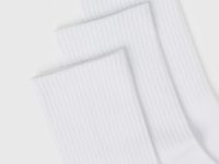 Высокие носки в рубчик, 3 пары, Белый