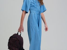 Комбинезон текстильный джинсовый для девочек