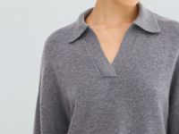 Джемпер поло из пряжи с ангорской шерстью, Серый