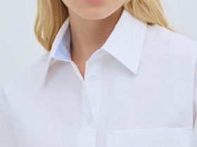 Рубашка из хлопка с контрастными манжетами, Белый