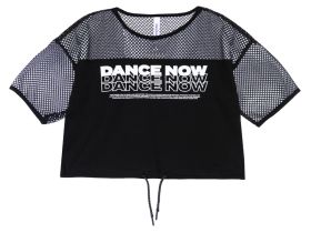 Футболка укороченная с декором из сетки