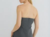 Топ-корсет с рельефами, Серый