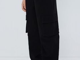 Брюки с карго-карманами для девочек, Черный