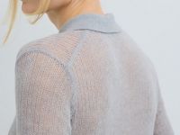 Джемпер структурной вязки с воротником-поло, Серый