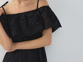 Сарафан из хлопка с объёмной оборкой, Черный