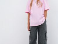 Футболка с аппликацией со стразами для девочек, Розовый