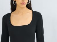 Боди с длинным рукавом, Черный