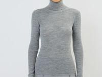 Водолазка из шерсти в рубчик, Серый