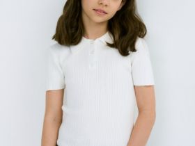 Вязаный джемпер с коротким рукавом для девочек, Белый