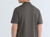 Поло из техноткани с воротником на молнии, Коричневый