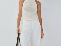 Вязаный топ кроше, Бежевый