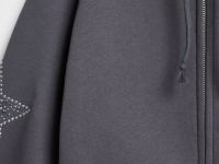 Толстовка на молнии со стразами для девочек, Серый