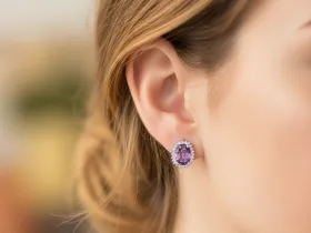 Серьги из белого золота с аметистами э4756сг05210412