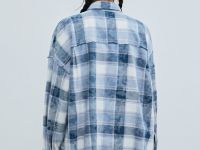 Фланелевая рубашка в клетку, Голубой