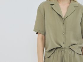 Блузка с английским воротником из модала, Зеленый