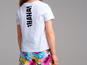 Комплект трикотажный для девочек: фуфайка (футболка), шорты