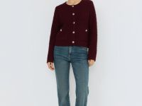 Укороченный кардиган из махровой пряжи, Фиолетовый